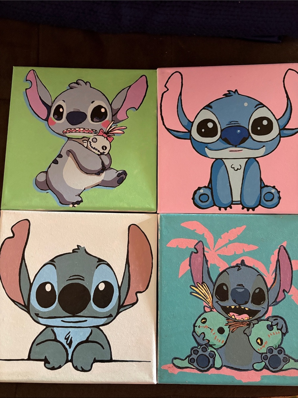 Stitch Character Art Canvas Set - Blue & Pink